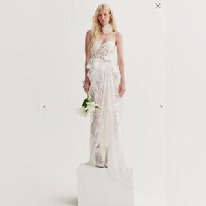 For Love And Lemons Sheer White Lace Wedding Dress